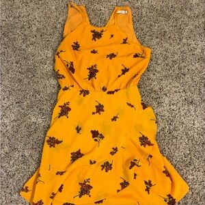 Lush Floral Yellow silky mini Dress halter top whimsy cottage ruffle size 4